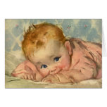 Vintage Cute Baby Girl on a Blanket Thank You Cards