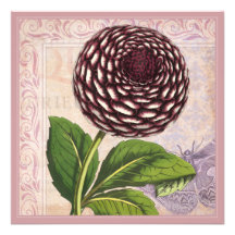 Vintage Dahlias Botanical Garden Party Custom Invitation