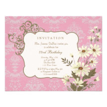 Vintage Daisies 70th-79th Elegant Birthday Party Personalized Announcement