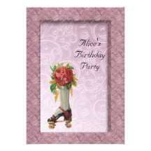 Vintage Damask Birthday Party Invitation