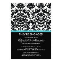 Vintage Damask Engagement Party Invitation