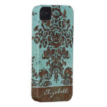 Vintage Damask Pattern with Area for Name iPhone 4 Cover