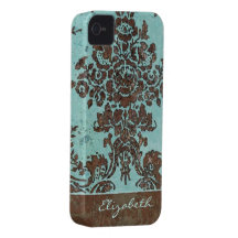 Vintage Damask Pattern with Area for Name iPhone 4 Cover