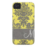 Vintage Damask Pattern with Monogram iPhone 4 Case-Mate Case