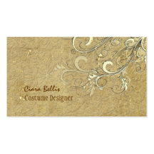 Vintage Damask + swirls Costume Designer Business Card Template