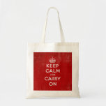 Vintage Deep Red Distressed Keep Calm and Carry On Canvas Bags