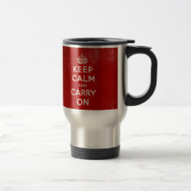 Vintage Deep Red Distressed Keep Calm and Carry On Mugs
