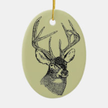 Vintage deer art graphic christmas tree ornaments