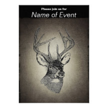 Vintage deer art graphic custom invitation