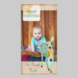 Vintage Deer Gold & Blue Christmas Photo Card photo cards