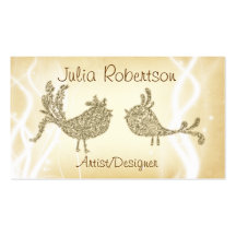 Vintage Distressed Floral Bird Business Cards