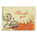 Vintage distressed orange wedding thank you card