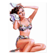 Vintage Doing the Do Pin Up Girl Post Cards