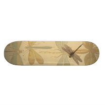 Vintage dragonfly drawing skate deck