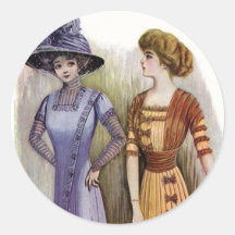 Vintage Dresses Round Stickers