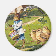 Vintage Easter Bunny Round Magnet