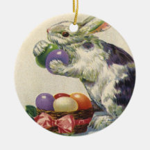 Vintage Easter Bunny w Easter Eggs; Happy Easter! Christmas Ornament