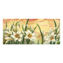 Vintage Easter Lilies and Angels at Sunrise Rack Card