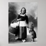 Vintage Easter Photo Girl with Big Bunny Rabbit Print
