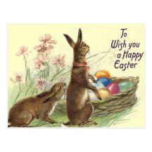 Vintage Easter Rabbits Postcard