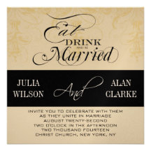 Vintage Eat, Drink and Be Married Wedding Invite