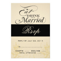 Vintage Eat, Drink, Be Married Wedding RSVP Cards Personalised Announcement