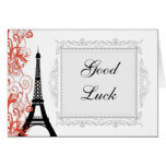 Vintage Eiffel Tower Paris France Good Luck Card