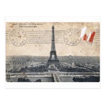 Vintage Eiffel Tower Post Card