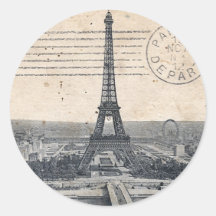 Vintage Eiffel Tower Round Sticker
