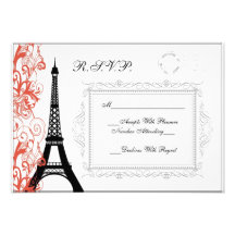 Vintage Eiffel Tower Wedding In Paris RSVP Personalised Announcement