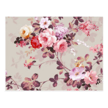 Vintage Elegant Pink Red Purple Roses Pattern Post Card