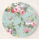 Vintage Elegant Pink Red Roses Pattern Drink Coaster