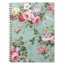 Vintage Elegant Pink Red Roses Pattern Notebooks
