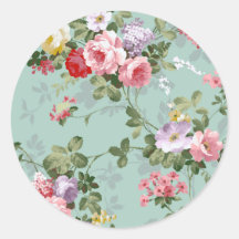 Vintage Elegant Pink Red Roses Pattern Stickers