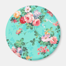 Vintage Elegant Pink Red Yellow Roses Pattern Refrigerator Magnets