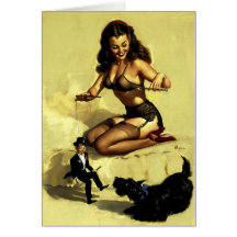 Vintage Elvgren Marionette Manipulator Pin up girl Greeting Cards