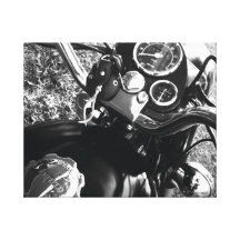 Vintage Enfield Motorcycle Black & White Canvas Canvas Print