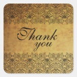 Vintage faded black gold damask wedding stickers