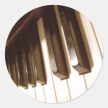 Vintage Faded Piano Keys Round Stickers