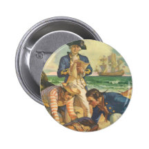 Vintage Fairy Tale Pirates, Treasure Island Pinback Buttons