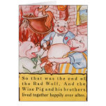Vintage Fairy Tale Three Little Pigs and the Wolf Card