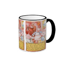 Vintage Fairy Tale Three Little Pigs and the Wolf Coffee Mugs