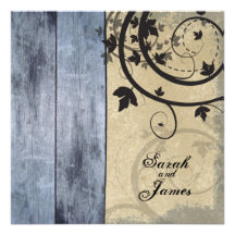Vintage Fall Wedding Invitation Blue Barn Board