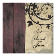 Vintage Fall Wedding Invitation Red Barn Board