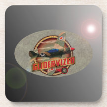 VINTAGE FIGHTER PLANE. BEVERAGE COASTERS