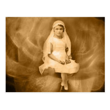 Vintage First Communion Girl, Dress, Veil, Rose Postcards
