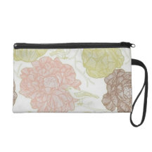 Vintage Floral Birds Wristlet Purse