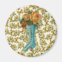 Vintage Floral Boot Magnet