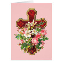 Vintage Floral Cross Card