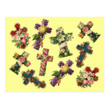 Vintage Floral Cross Post Card